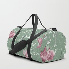 Watercolor Poppies on Pale Olive Green Duffle Bag
