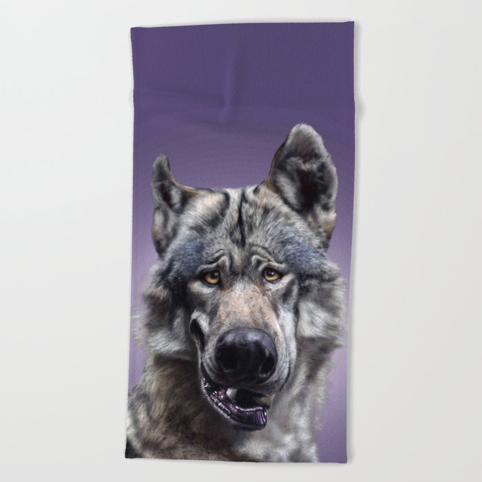 Smiling Wolf Selfie Beach Towel