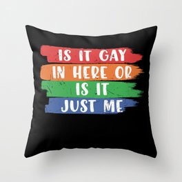 I'm Not Gay I Am Super Gay Lesbian LGBT Kitty Cat Throw Pillow