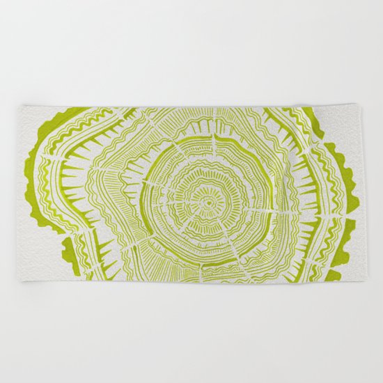 Lime Tree Rings Beach Towel