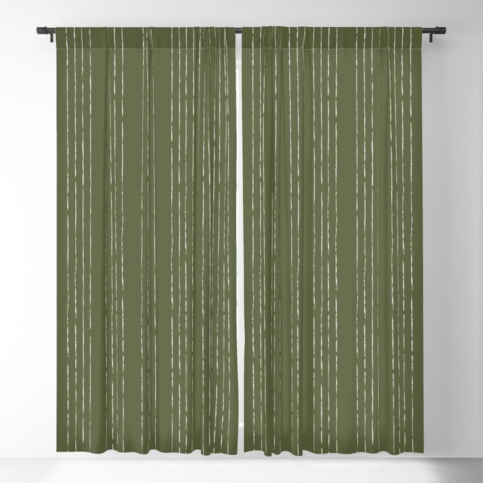 Lines #5 (Moss Green) Blackout Curtain