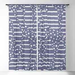 Spots and Stripes 2 - Blue and White Sheer Curtain