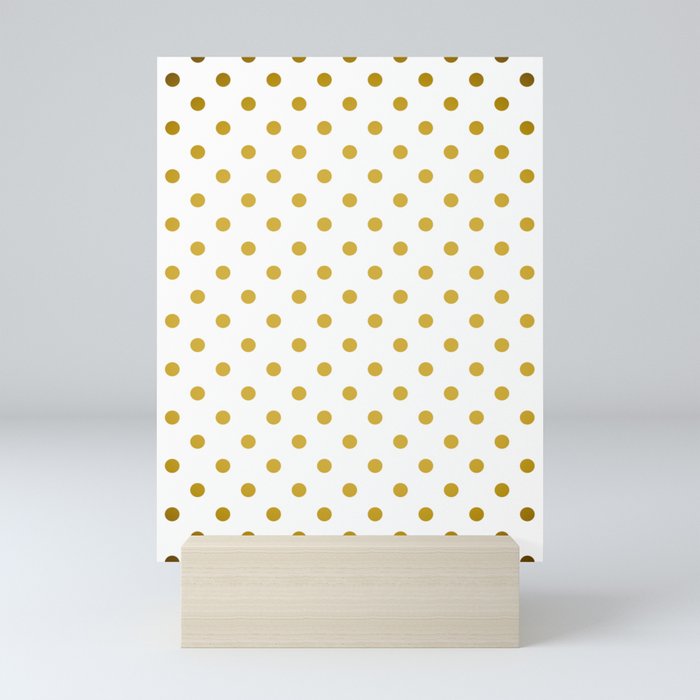 Gradient Gold Polka Dots Pattern on White Mini Art Print