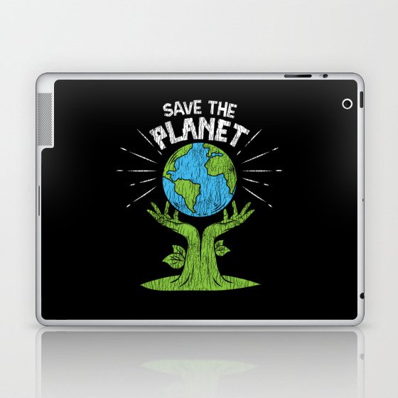 Retro Vintage Save Our Planet Plant Tree Earth Day Laptop & iPad Skin