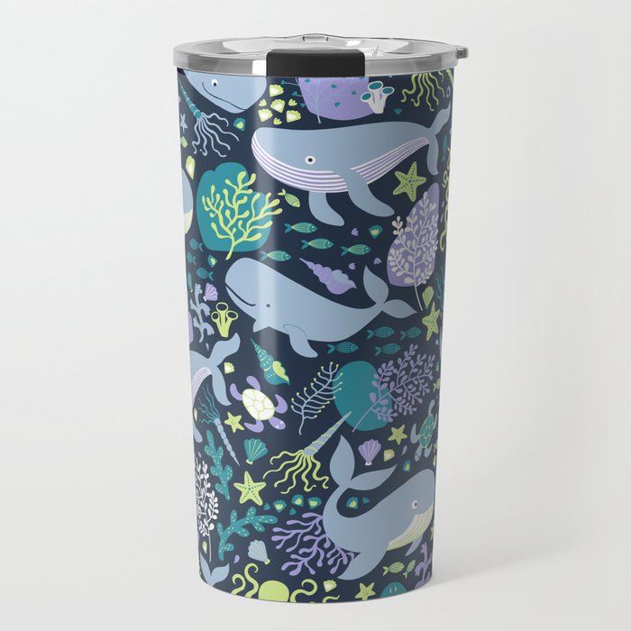 Whale Paradise Seascape - Cute SeaLife pattern by Cecca Designs Travel Mug
