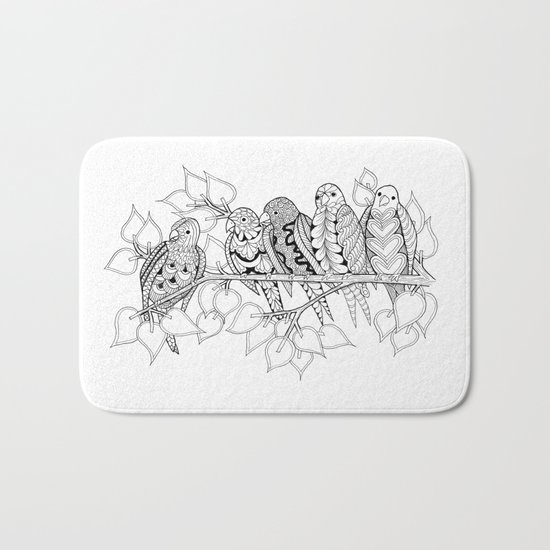 NOT Angry Birds - Zentangle Illustration Bath Mat