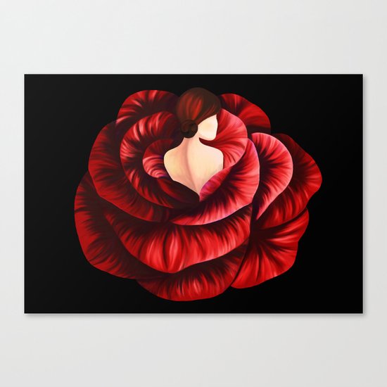 Woman in Rose Canvas Print