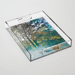Aqua blue forest 3 Acrylic Tray