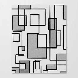 Piet Composition - Mid-Century Modern Minimalist Geometric Abstract in Gray Canvas Print