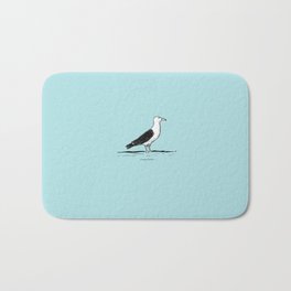 Gull Bath Mat | Marine, Maritime, Drawing, Nautical, Wildlife, Animal, White, Illustration, Coastal, Black 