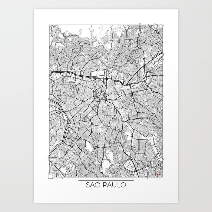 Sao Paulo Map Print