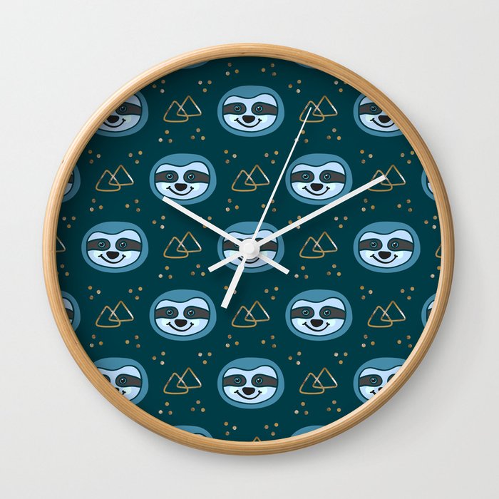 Space Sloths in Teal Wall Clock