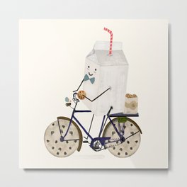 milk and cookies Metal Print | Retrowallart, Acrylic, Popart, Children, Nurseryartprints, Painting, Bicycles, Whimsical, Aerosol, Fun 