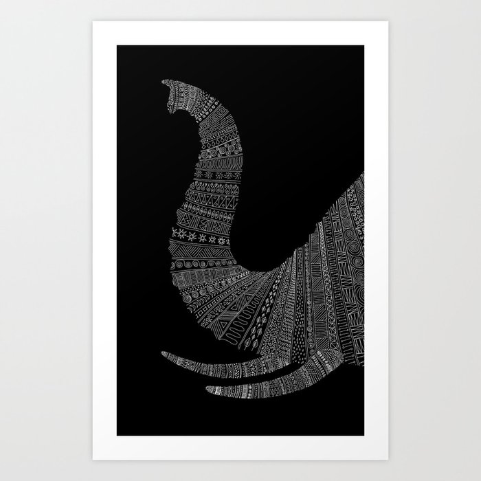 Elephant (On Black) Art Print