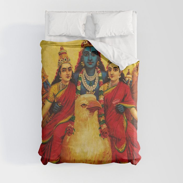 Vishnu, Garuda, Vahana by Raja Ravi Varma Duvet Cover