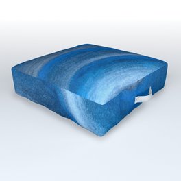 Wet Blue Waves - Pastel Drawing Outdoor Floor Cushion