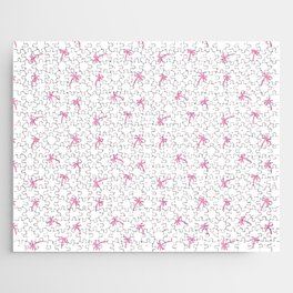 Hot Pink Doodle Palm Tree Pattern Jigsaw Puzzle