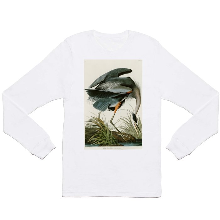 Great blue Heron - John James Audubon's Birds of America Print Long Sleeve T Shirt