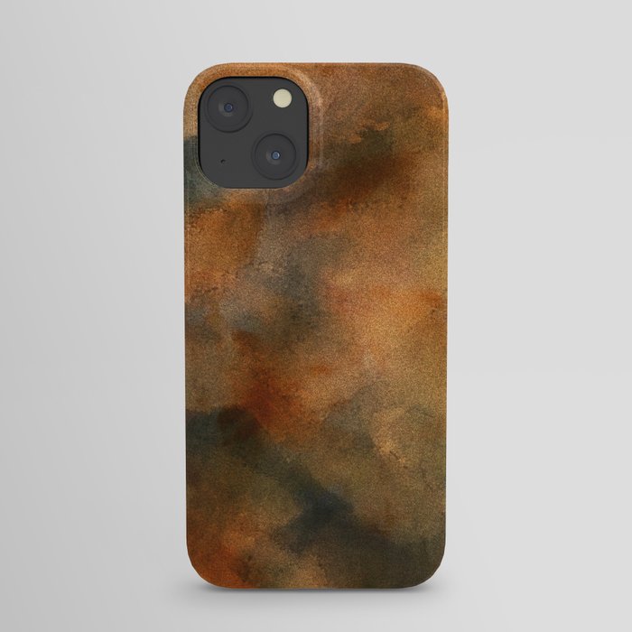 Atmospheric blend, blue, orange and gold abstract watercolor  iPhone Case