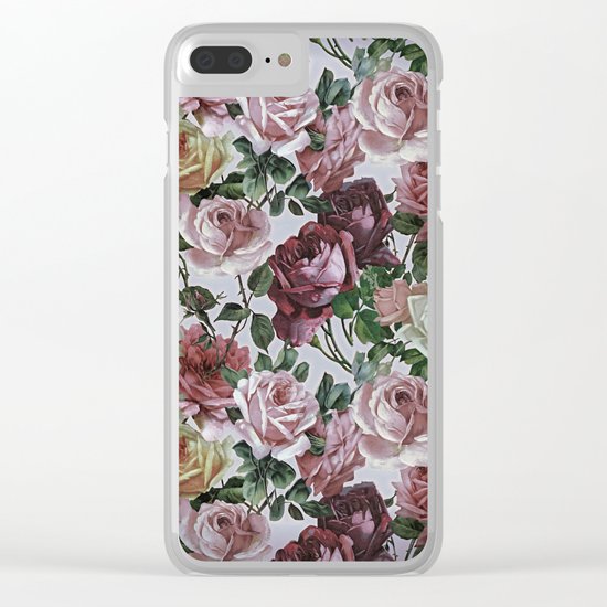 Vintage & Shabby-chic - retro floral roses pattern Clear iPhone Case