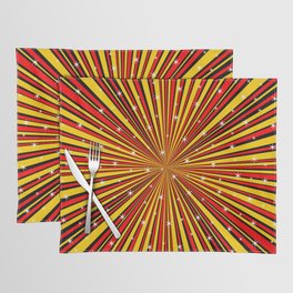 Red Yellow Black And Rays Background With Stars Placemat