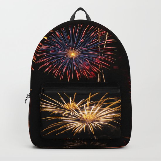 Fireworks Reflection In Water - OLena Art Backpack