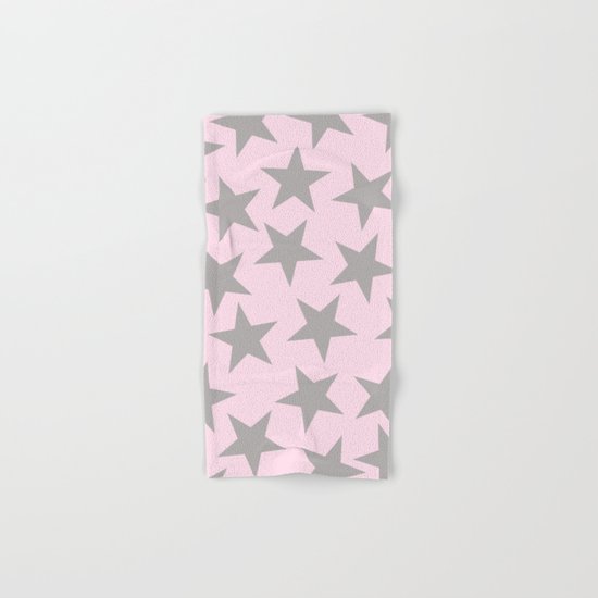 Grey stars on pink background pattern Hand & Bath Towel