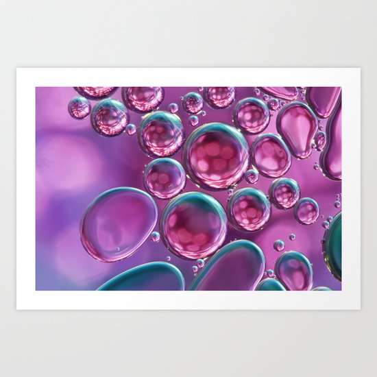 Sparkle Pink Oil & Water Abstract Art Print