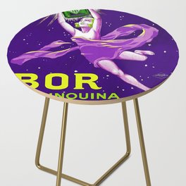 1924 BOR Quinpuina French wine and spirits vintage advertising poster purple background Side Table
