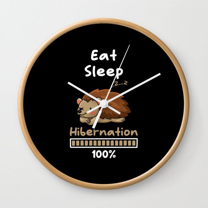 Eat Sleep Hibernation 100 Hedgehogs Wall Clock