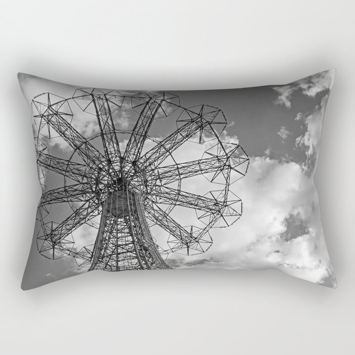 Coney Island Parachute Jump. Black and white photography Rectangular Pillow