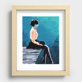 Woman on Dock Recessed Framed Print