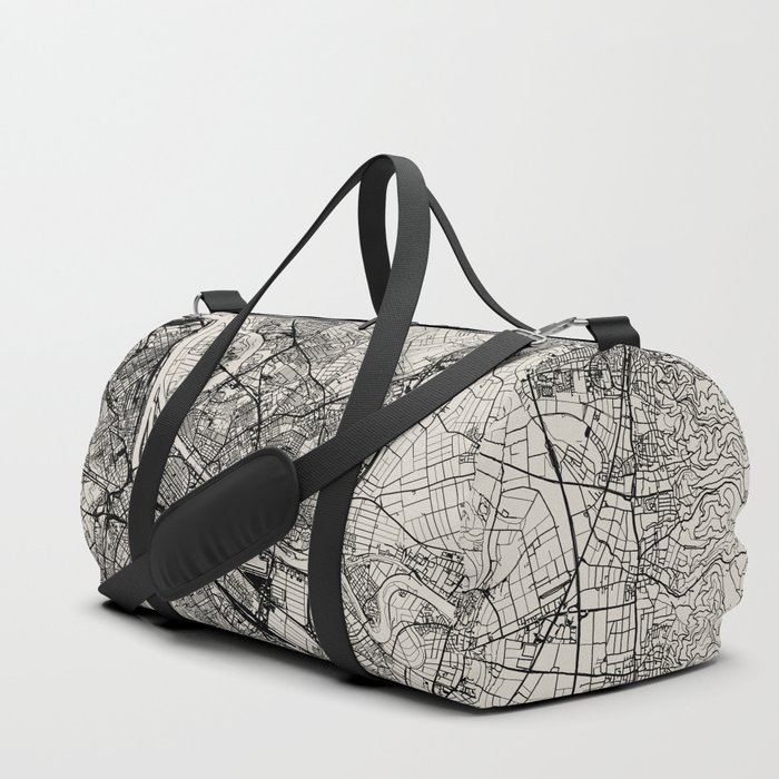 Mannheim, Germany - Black and White City Map Duffle Bag