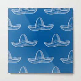 Sombrero Hats on Medium Blue Metal Print
