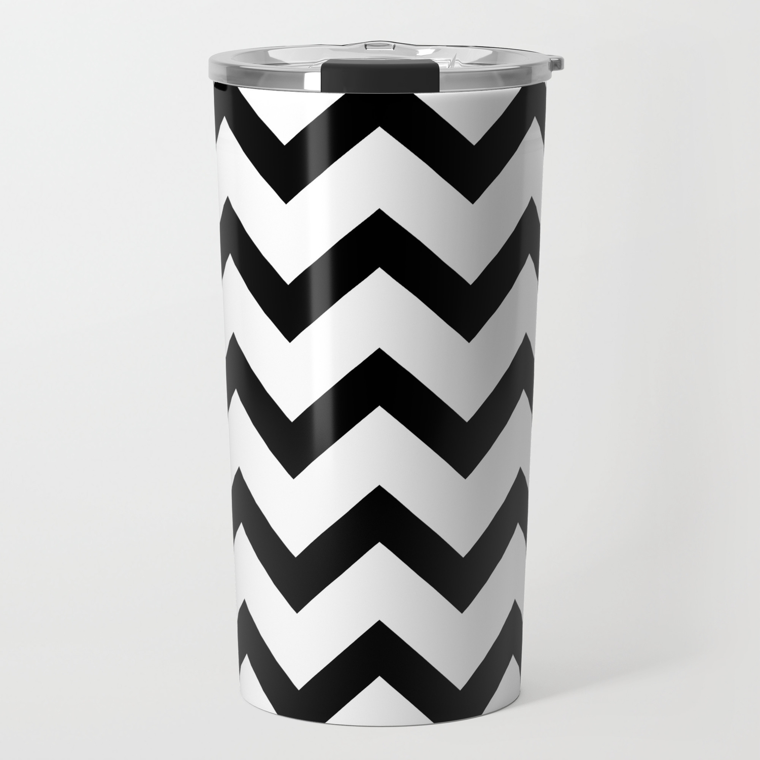 Simple Black And White Chevron Pattern Travel Mug By Pldesign