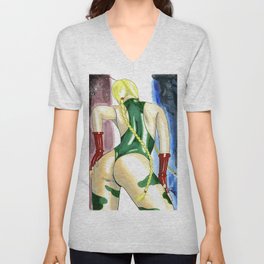 Red / White / Blue (Cammy Street Fighter Watercolor) Unisex V-Neck