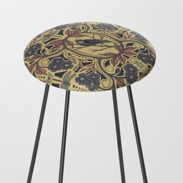 Mauve, Tan & Gray Crow & Dragonfly Floral Counter Stool