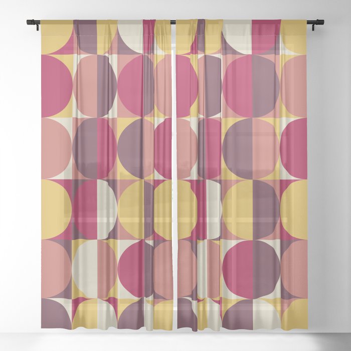 semi circles_sophisticate palette Sheer Curtain