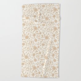 Vintage Trailing Floral - Ivory Peach Beach Towel