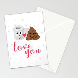 Poop and toilet tissue couple in romantic mood Stationery Card
