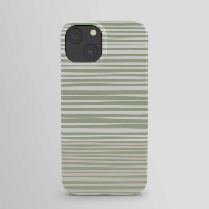 Natural Stripes Modern Minimalist Colour Block Pattern Sage Green Beige Off White iPhone Case