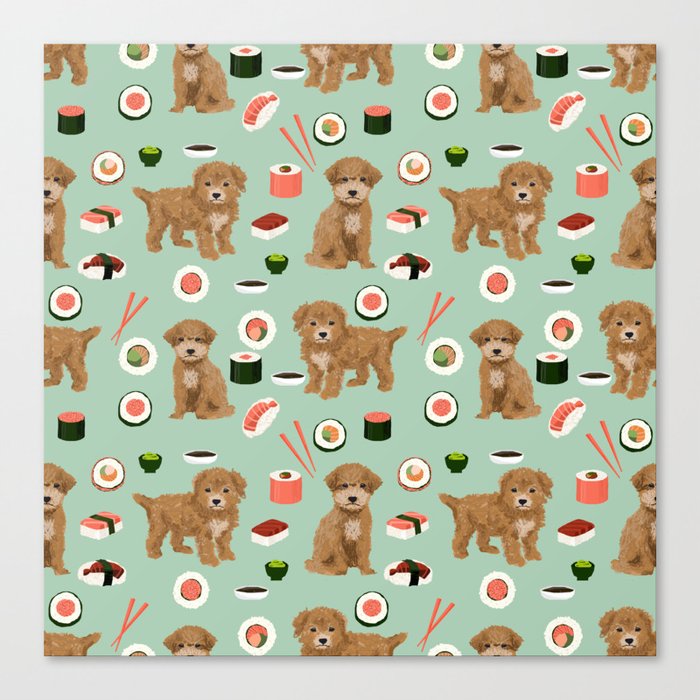 Bichpoo sushi dog breed cute pet portrait pet friendly pattern dog lover gifts Canvas Print