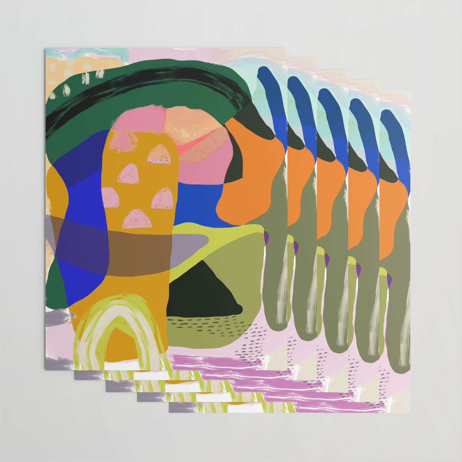 Shapes And Layers No 20 Abstract Painting Olive Green Blue
