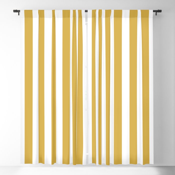 Large Mustard Yellow and White Cabana Tent Stripe Blackout Curtain