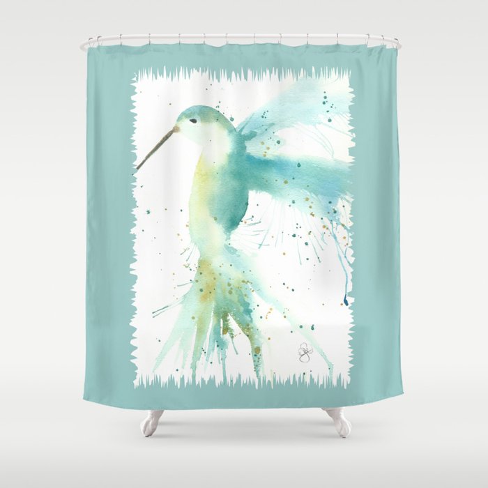 Blue Hummingbird Shower Curtain By Deborahthomsenwalkerfineart