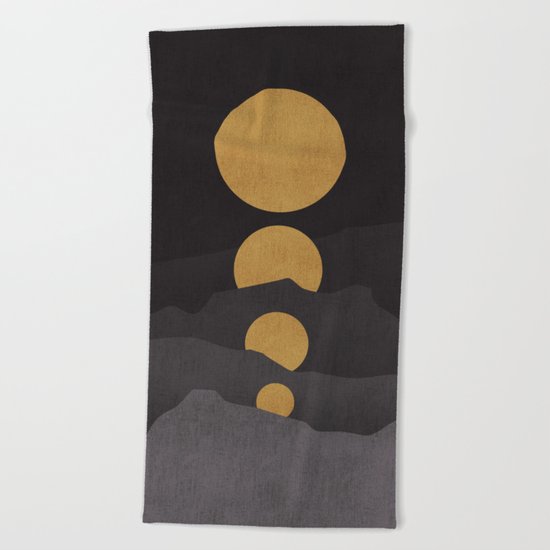 Rise of the golden moon Beach Towel