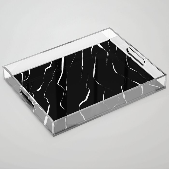 Modern Unique White Black Marble Pattern Acrylic Tray