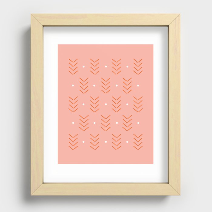 Arrow Lines Geometric Pattern 16 in pink orange Recessed Framed Print