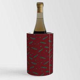 Christmas branches and stars - burgundy and green Wine Chiller