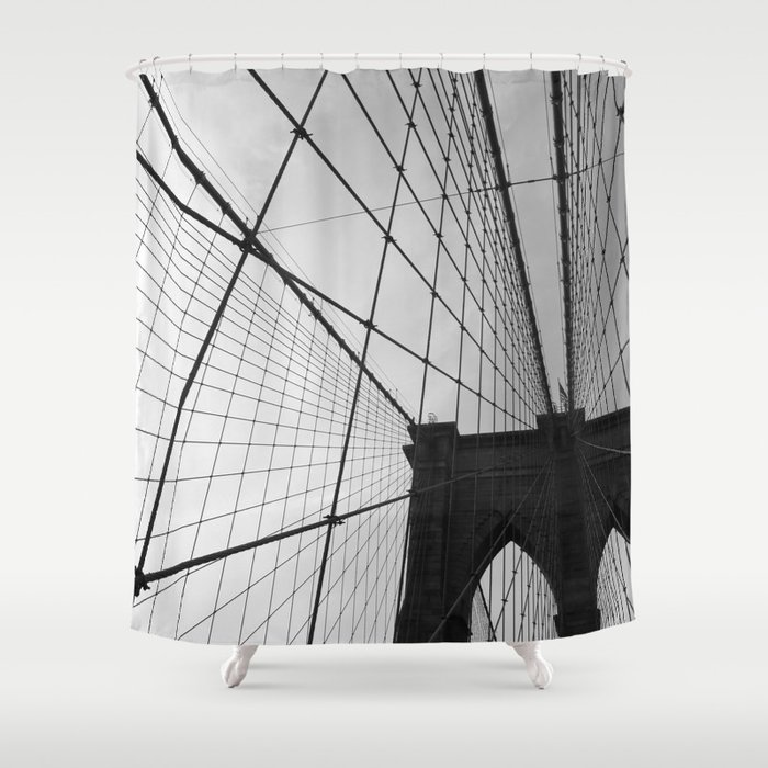 Brooklyn Bridge Black And White Shower Curtain By Newyorkcityart Brooklyn Bridge Black And White Shower Curtain